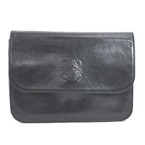 Loewe Anagram Leather Calfskin Shoulder Leather Clutch Bag Black